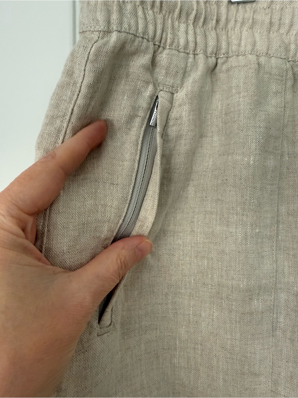 Athleta Retreat High Rise Wide Leg Linen Pants Natural Beige Women's XL - Picture 4 of 10